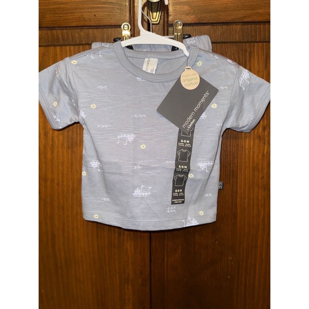 Modern Moments  Organic Cotton Nautical Boat T-Shirt and Shorts Set 6-9M